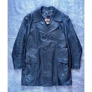 VINTAGE ELITE SPORTSWEAR Black Leather Men's Coat